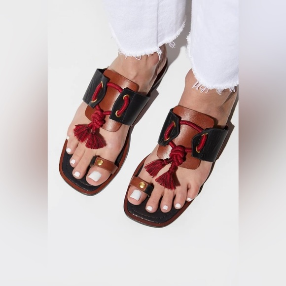 Free People Black and Brown Sandals - Picture 1 of 9